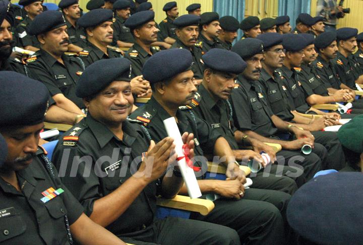 Army Personnel Below Officer''s Rank at the convocation to receive IGNOU degrees under army''s Gyandeep project, in New Delhi on Wednesday