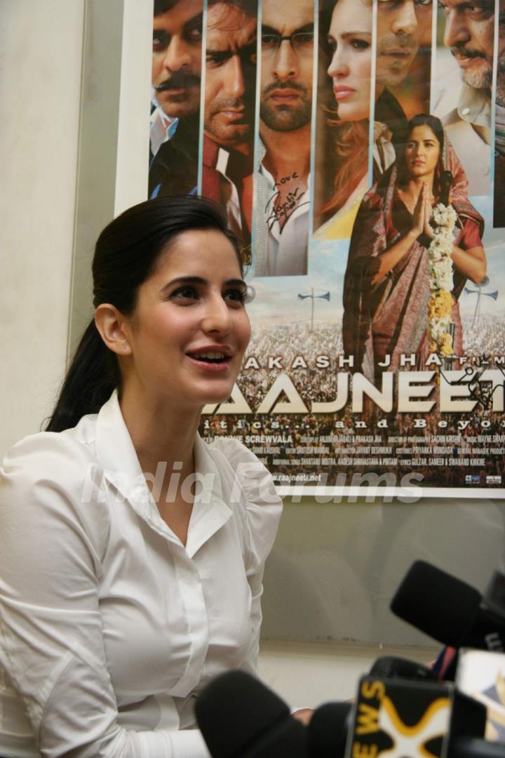 Bollywood actress Katrina Kaif at a promotional event of ''Rajneeti'' on Radio Mirchi at Lower Parel