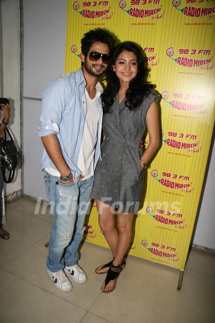 Anushka Sharma and Shahid Kapoor promote ''Badmaash Company'' on Radio Mirchi at Lower Parel