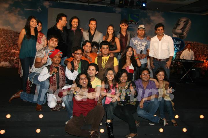 Music composers Anu Malik and Salim Merchant at the press meet of reality singing show &quot;Indian Idol&quot; at ITC Grand Maratha