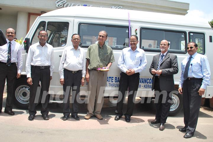 Bollywood Actor Amitabh Bachchan gestures during the handing over an ambulance to Bethany trust by State Bank of Travancore in Mumbai on Monday, 10 May 2010