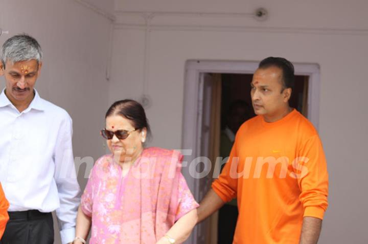 ADAG Chairman Anil Ambani with mother Kokilaben Ambani at Badrinath