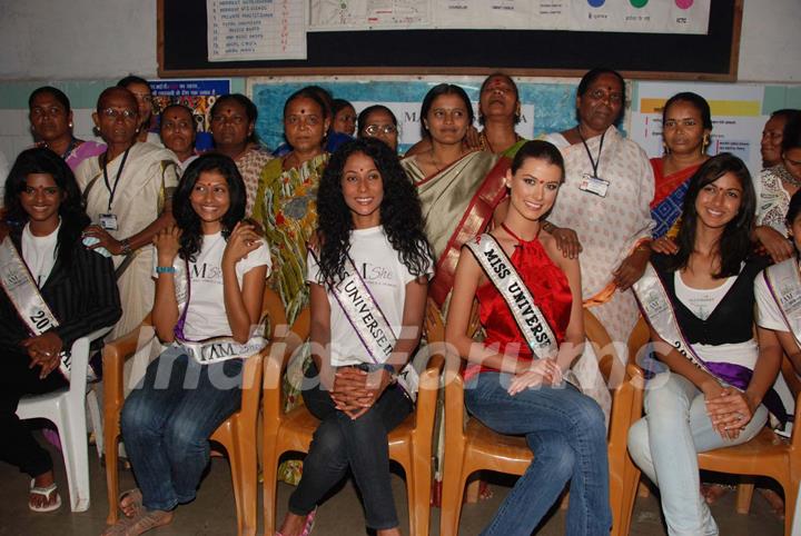 Miss Universe 2009 Stefania Fernandez during a visit to Kamathipura, Mumbai