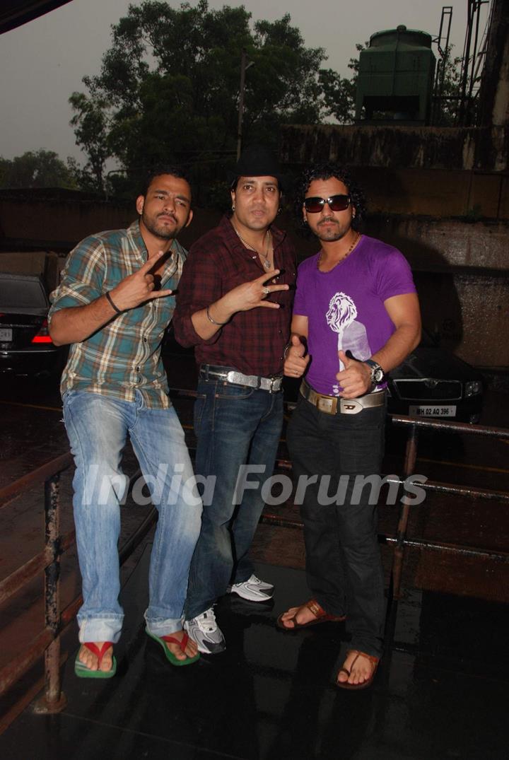 Bollywood Singer Mika Singh with Music Director Sharib and Toshi during the song recording of Punjabi Film &quot;Will You Marry Me&quot; in Mumbai