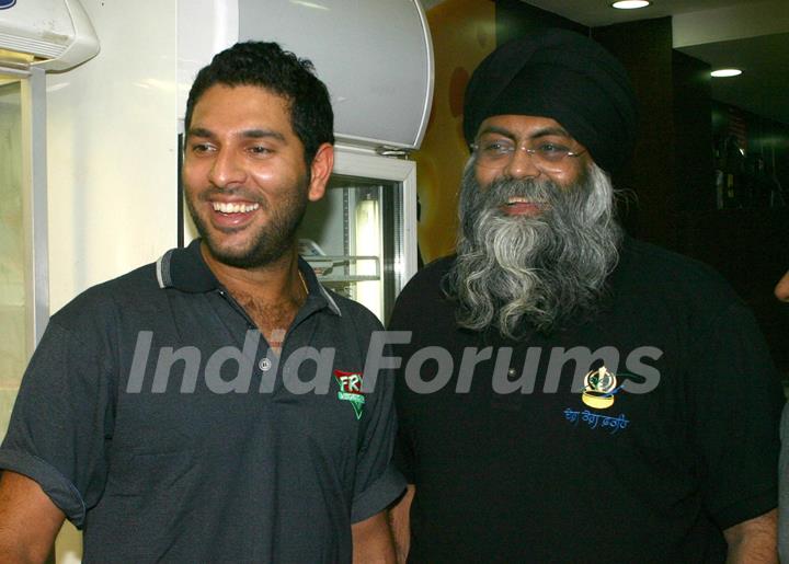 Cricketer Yuvraj Singh at the lunch of South African brand Fry''s at the Godrej Nature''s Basket store in New Delhi on Thursday