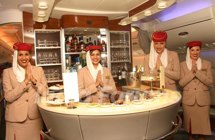 The inside view of Emirates Airbus A380 at the Terminal-3 Indira Gandhi International Airport New Delhi