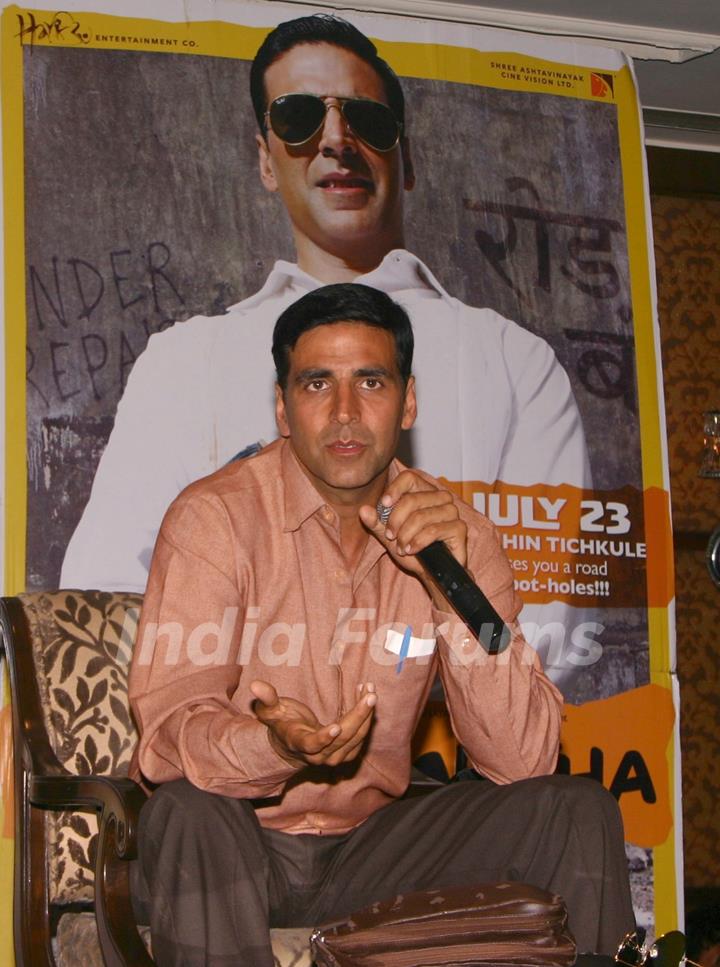 Bollywood actor Akshay Kumar at a press meet to promote his film