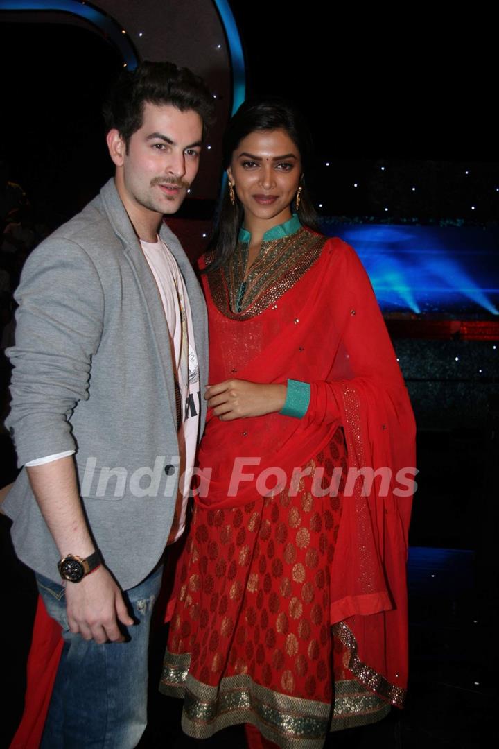 Deepika Padukone and Neil Nitin Mukesh on the sets of Chote Ustad at Mehboob Studio