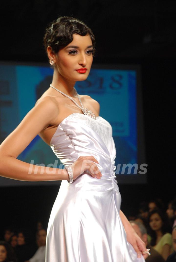Model on the ramp at Intergem Exports show at the India International Jewellery Week on Day 3
