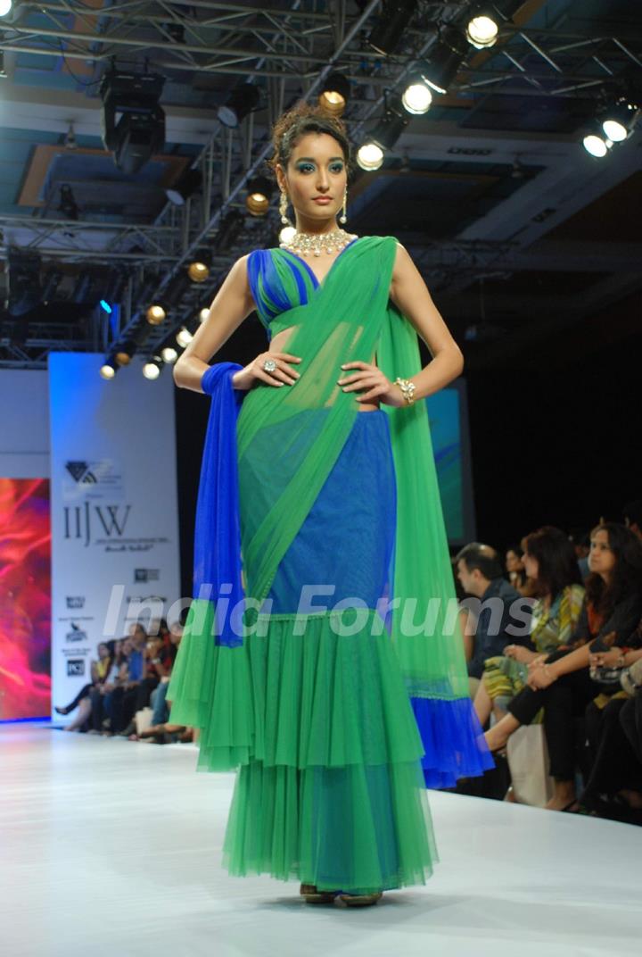 Model on the ramp at Kriplani & Sons show at the India International Jewellery Week on Day 4