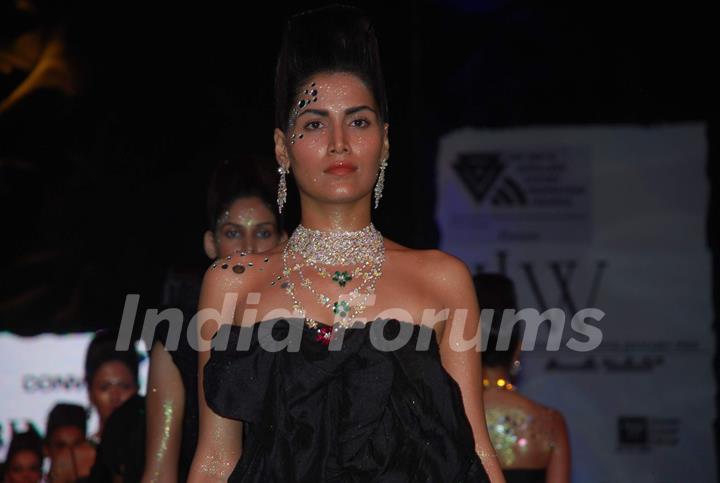 Model on the ramp at Bina Goenka show at the India International Jewellery Week on Day 4