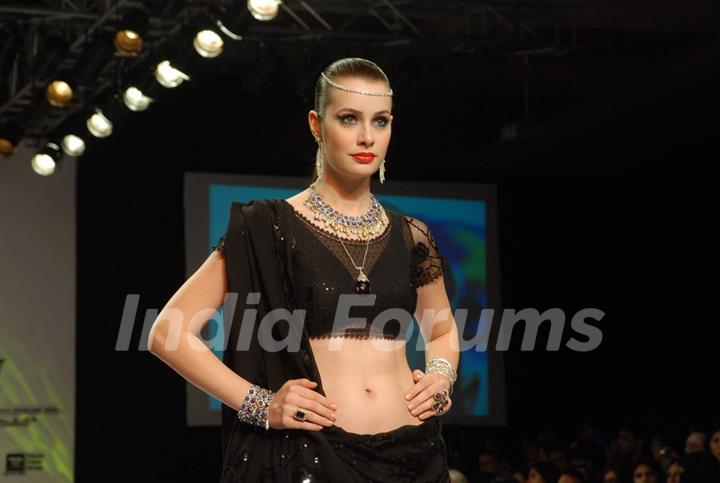 Model on the ramp at Amaraapali show at the India International Jewellery Week on Day 4