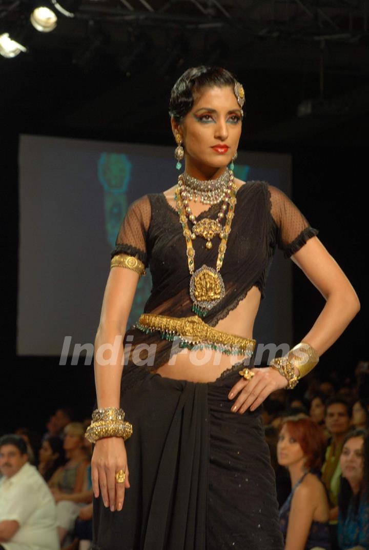 Model on the ramp at Amaraapali show at the India International Jewellery Week on Day 4