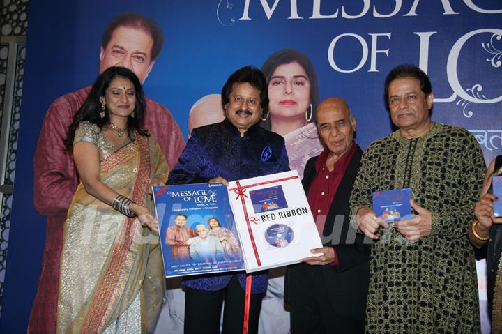 Lalitya Munshaw and Anup Jalota''s album Message of Love album launch at Cinemax