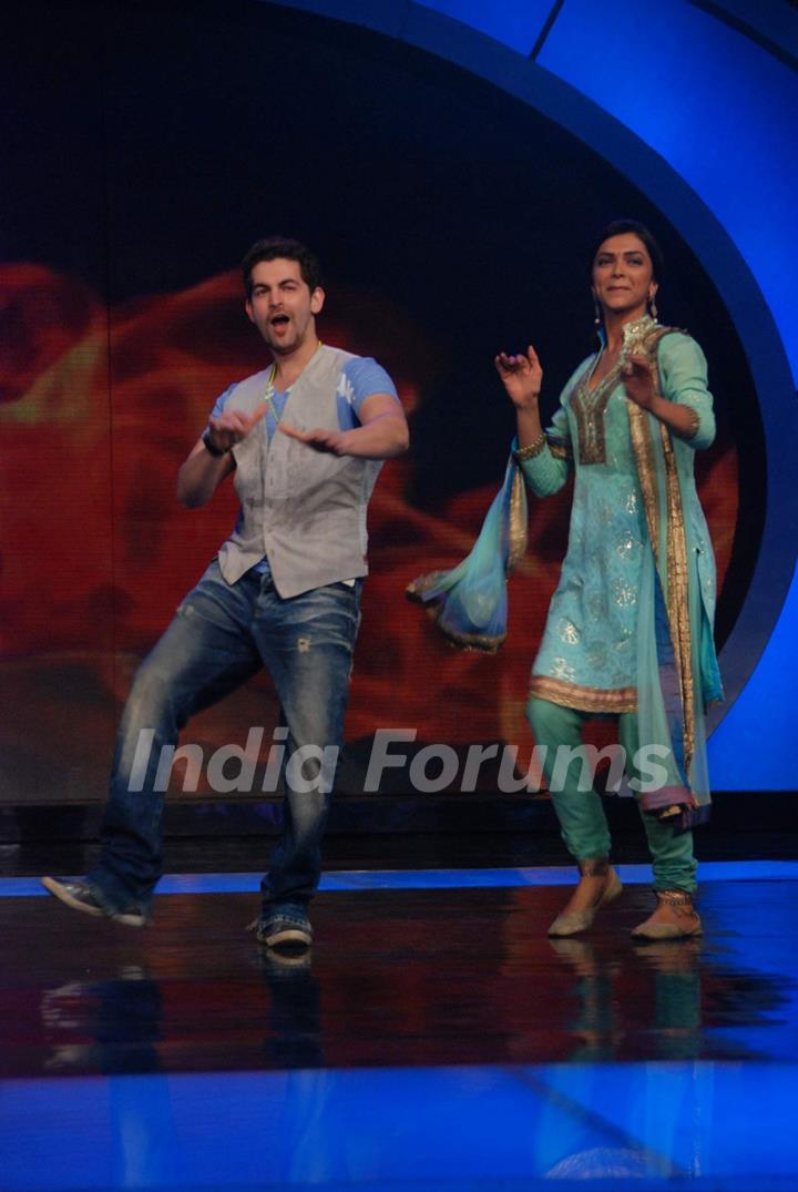 Neil, deepika, on the sets of India''s Got Talent at Film City