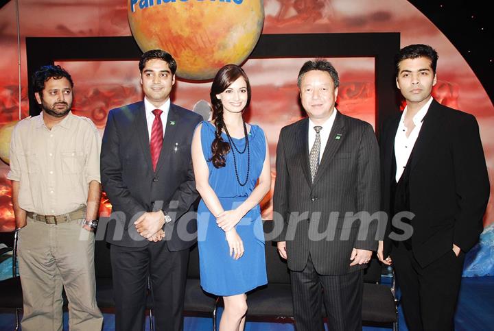 Karan Johar and Dia Mirza promote Panasonic 3-D cameras and LCD at Yashraj