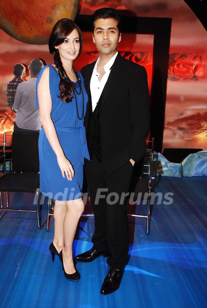 Karan Johar and Dia Mirza promote Panasonic 3-D cameras and LCD at Yashraj