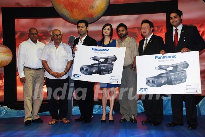 Karan Johar, Yash Raj Chopra and Dia Mirza promote Panasonic 3-D cameras and LCD at Yashraj