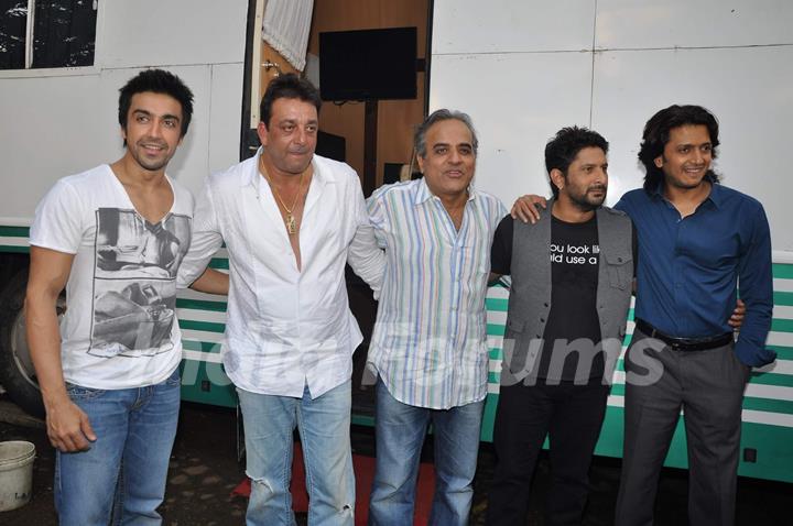 Ashish Chaudhary, Sanjay Dutt, Arshad Warsi and Ritesh Deshmukh at Double Dhamaal film launch at Mehboob