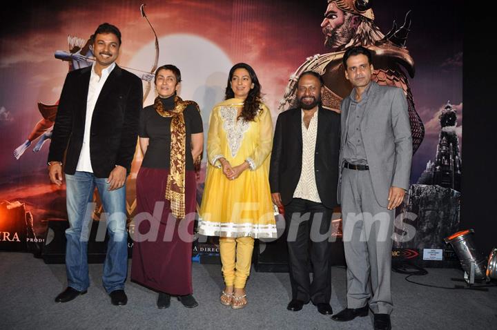 Juhi Chawla and Manoj Bajpai at Ketan Mehta's Ramayana press meet at Courtyard Marriott