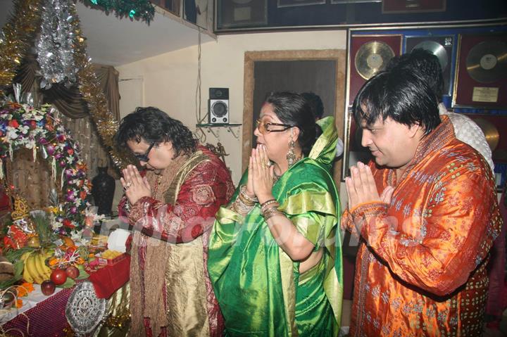 Bappi Lahiri celebrates the Ganpati festival at his residence in Mumbai