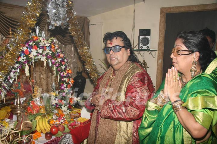 Bappi Lahiri celebrates the Ganpati festival at his residence in Mumbai