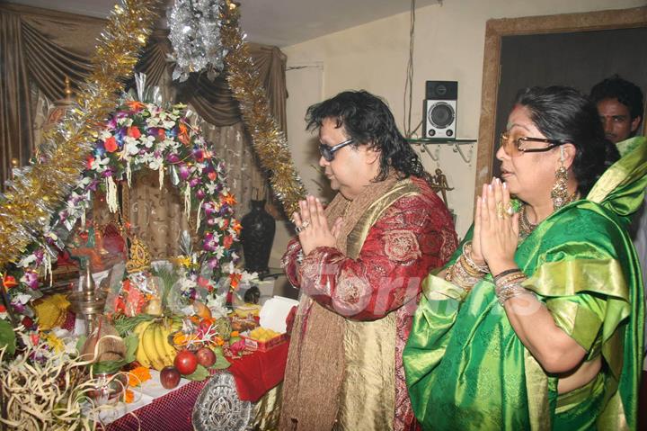 Bappi Lahiri celebrates the Ganpati festival at his residence in Mumbai