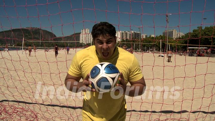 Cyrus Broacha playing football
