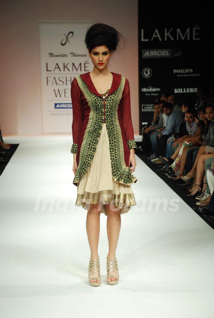 A model on the ramp for Nandita Thirani's creation at the Lakme Fashion Week