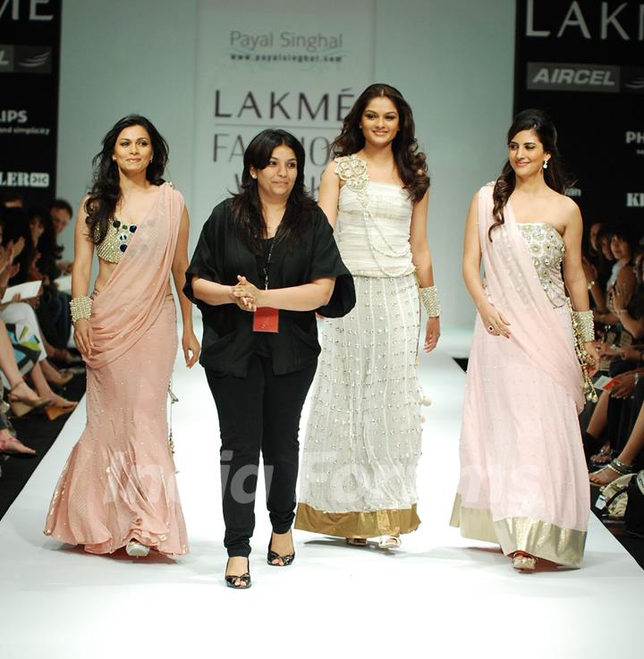 Models walk the ramp for Payal Singhal's creation at Lakme Fashion Week