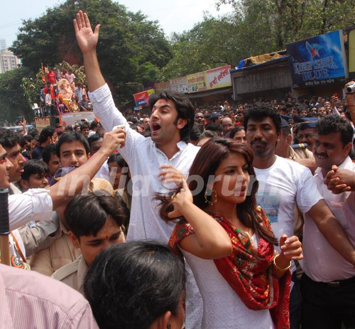 Ranbir and Priyanka Chopra join the rest of the Kapoors at  RK Studio, Chembur in  Mumbai on Wednesday Evening