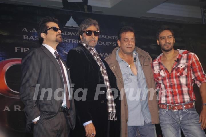 Amitabh Bachchan, Sanjay Dutt, Anil Kapoor and Ajay Devgn  at the mahurat of film Power at JW Marriott