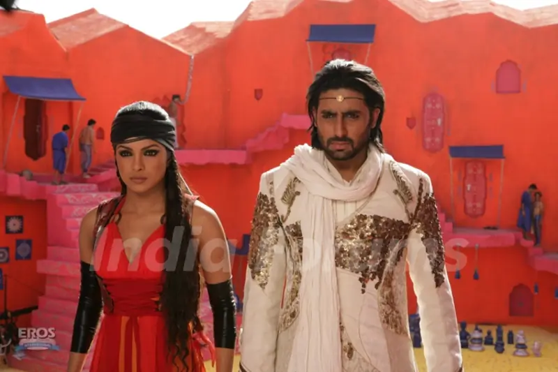 Abhishek and Priyanka looking serious