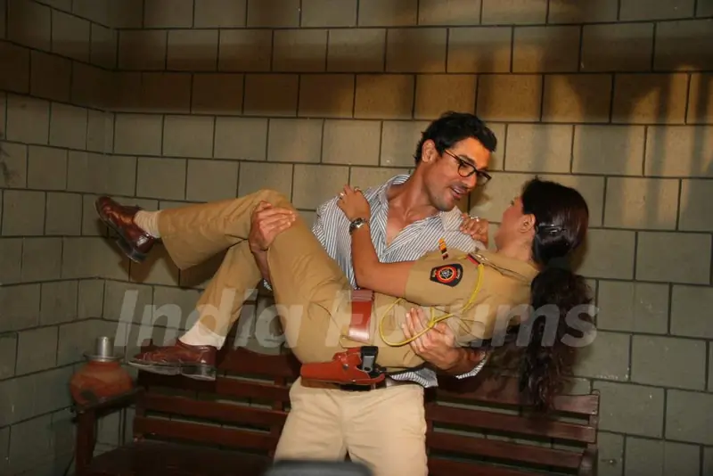 John and Kavita in the sets of Sab Tv serial F.I.R at Goregaon