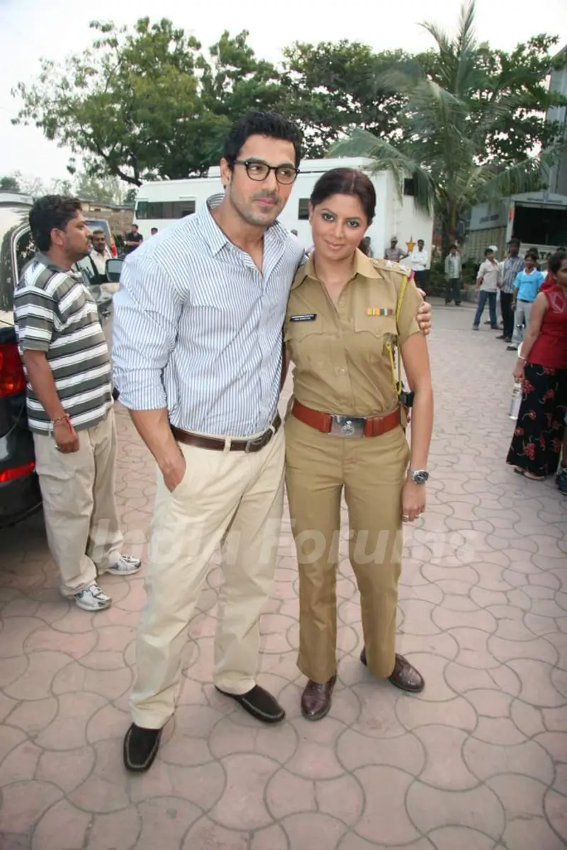 John and Kavita in the sets of Sab Tv serial F.I.R at Goregaon