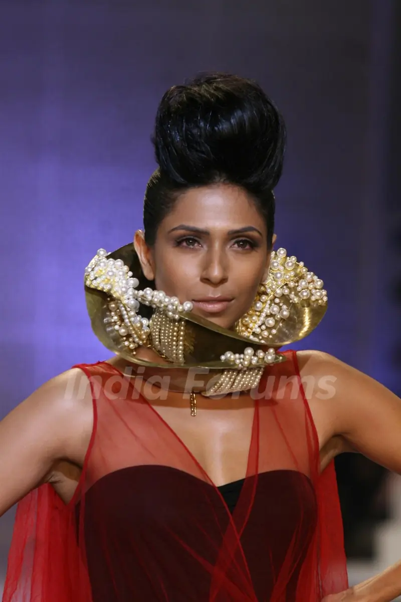 A model walks the ramp