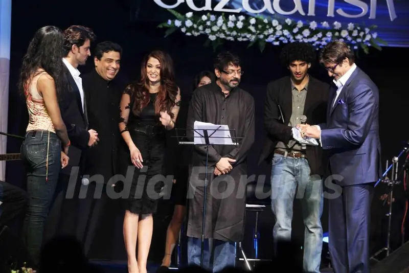 Hrithik, Sanjay, Amitabh and Aishwarya at Music release of 'Guzaarish' at Yash Raj Studio, Mumbai