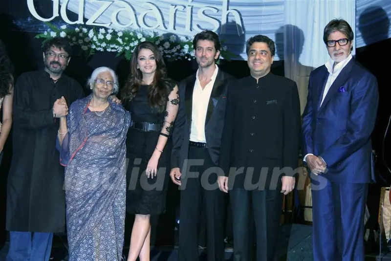 Hrithik, Sanjay, Amitabh and Aishwarya at Music release of 'Guzaarish' at Yash Raj Studio, Mumbai