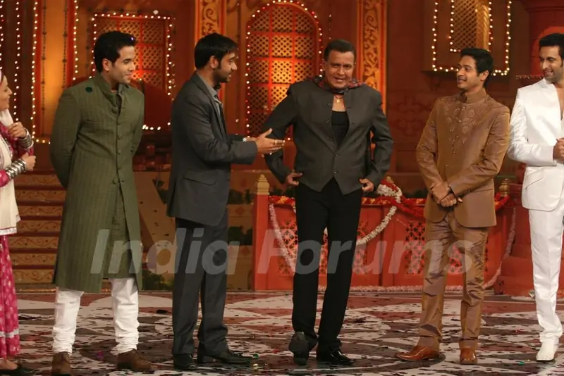 Cast of Movie Golmaal 3 and Mithun on the sets of Colors Diwali show