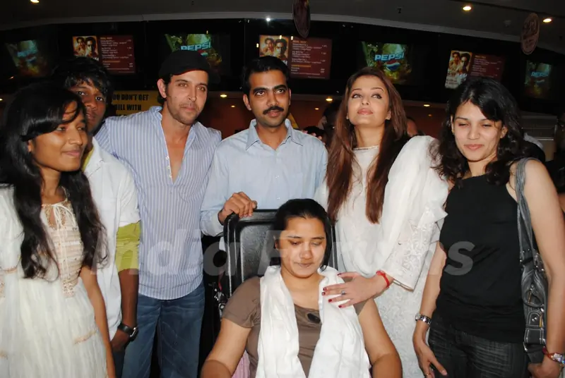 Hrithik Roshan and Aishwarya Rai at special show of Guzaarish for special kids and paraplegic patients at PVR Cinemas in Juhu, Mumbai
