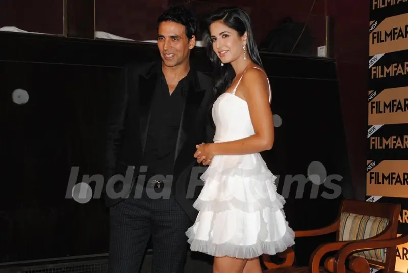 Katrina Kaif and Akshay Kumar unveil Special Anniversay Issue 2010 of Filmfare Magazine at Enigma in Hotel JW Marriott in Juhu, Mumbai