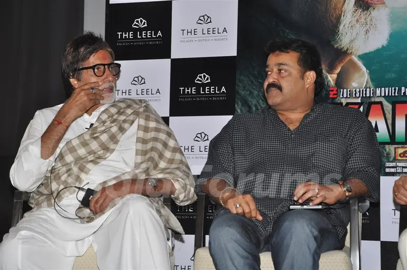 Amitabh Bachchan and Mohanlal at the press meet of Kandahar hosted by the Leela Hotels