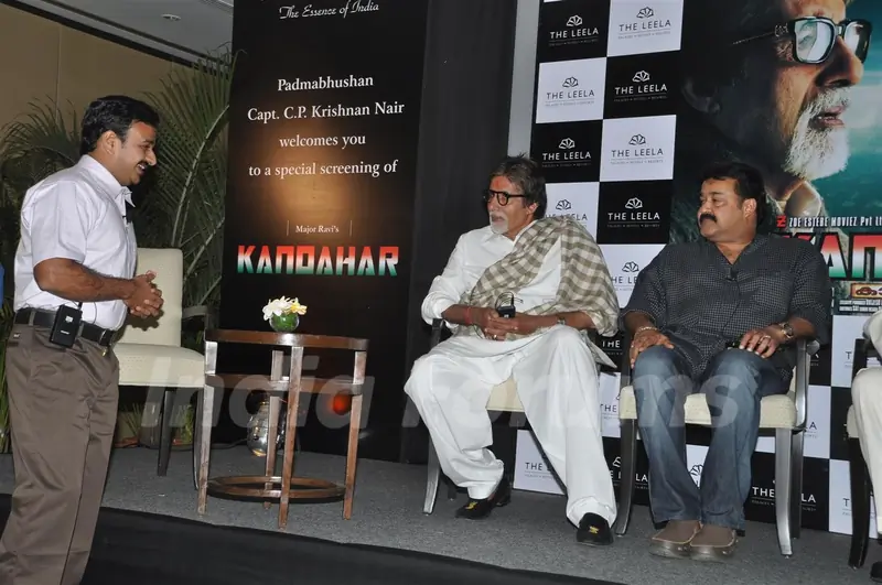 Amitabh Bachchan and Mohanlal at the press meet of Kandahar hosted by the Leela Hotels
