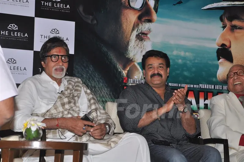 Amitabh Bachchan and Mohanlal at the press meet of Kandahar hosted by the Leela Hotels