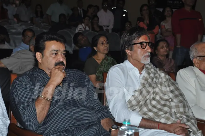 Amitabh Bachchan and Mohanlal at the press meet of Kandahar hosted by the Leela Hotels