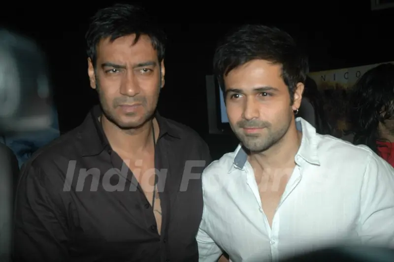 Ajay Devgan and Emraan Hashmi at Dil To Baccha Hai Ji music launch at Cinemax. .