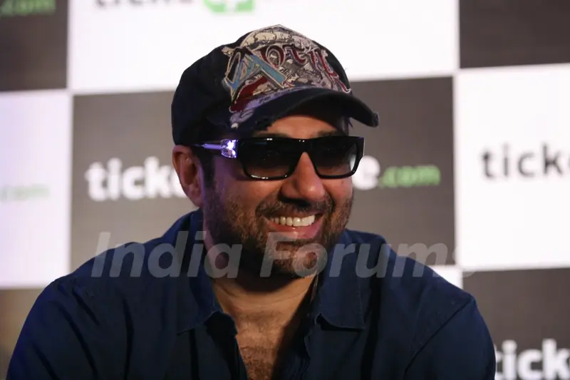 Sunny Deol launched Ajay Devgan's new online venture ticketplease.com at Hotel JW Marriott in Juhu, Mumbai