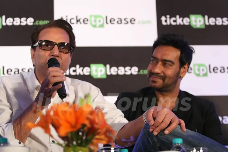 Dharmendra launched Ajay Devgan's new online venture ticketplease.com at Hotel JW Marriott in Juhu, Mumbai