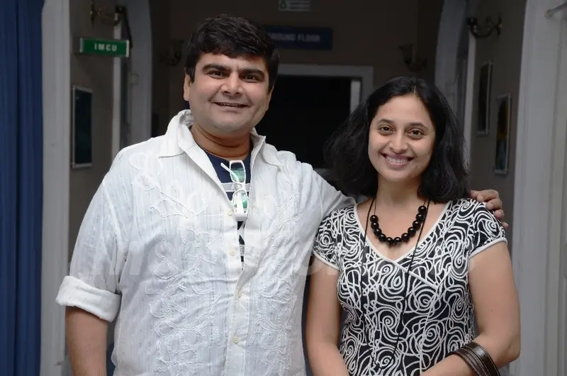 Deven Bhojwani and Kishori Godbole at the launch of Mrs.Tendulkar