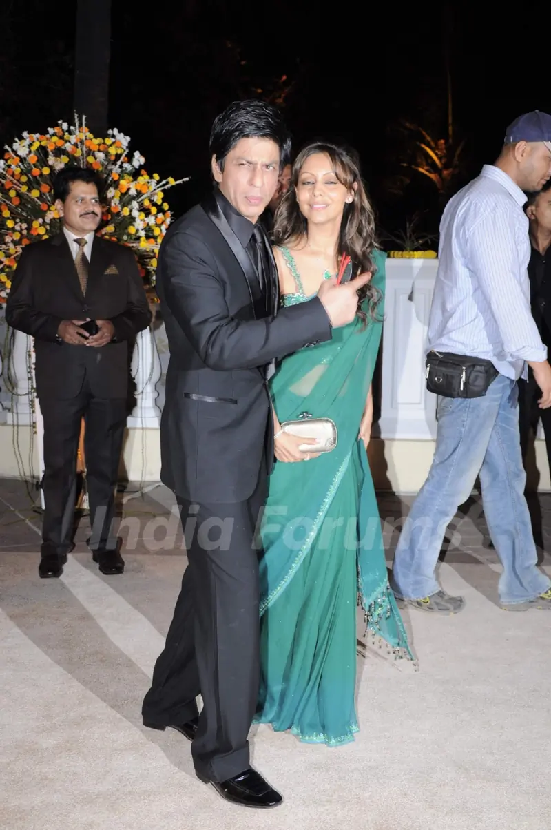 Shah Rukh and Gauri Khan at Imran Khan and Avantika Malik's Wedding Reception Party at Taj Land's End. .